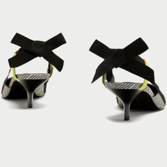 Zara Plaid Sling Back Kitten Heels NWOB - Picture 4 of 5